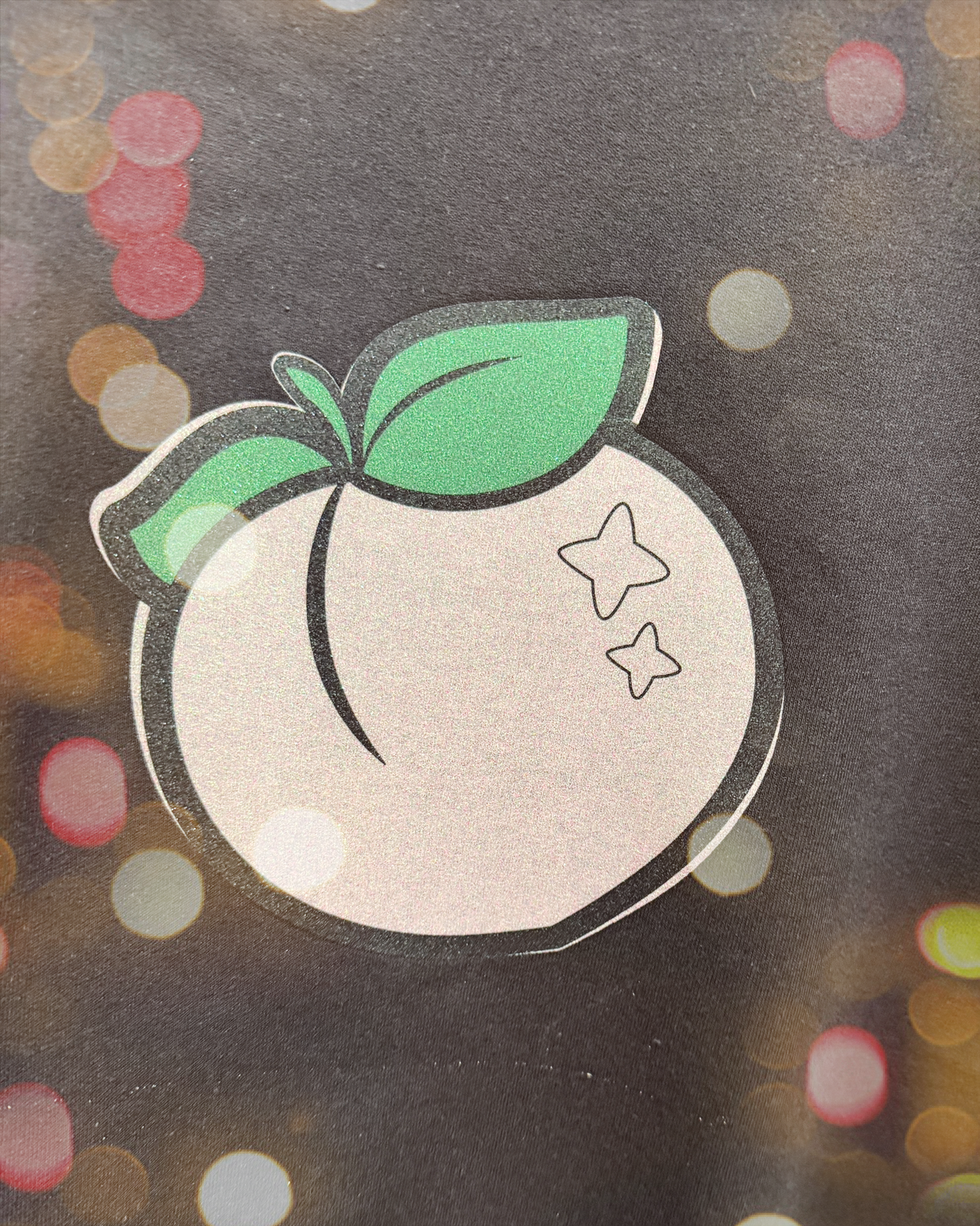 Black Sweatshirt with Glittery Peach Graphic – Sweet, Bold & Chic Sparkle Style