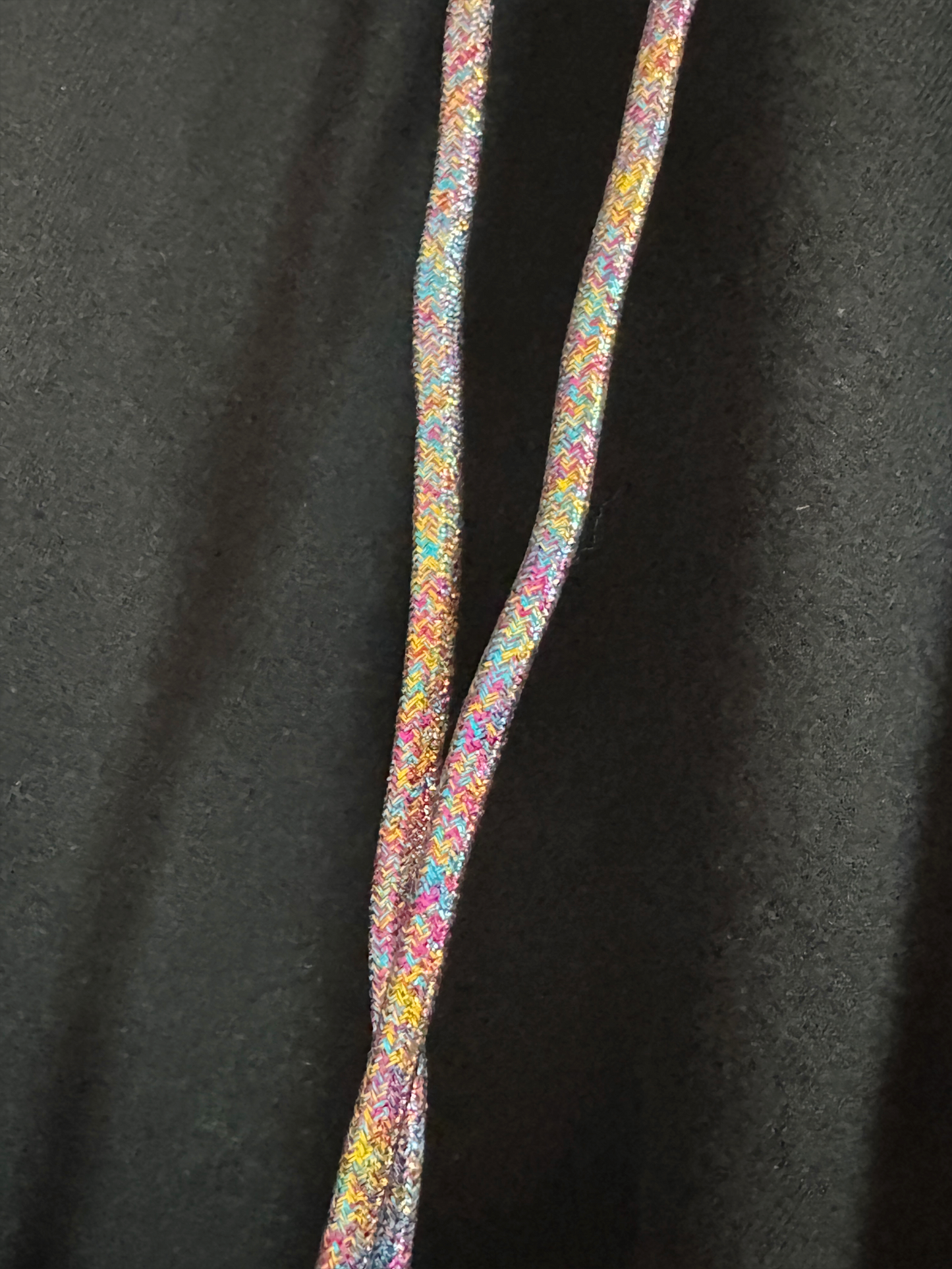 Celestial Glow Hoodie – Black with Multicolored Sequin Angel Wings & Metallic Strings
