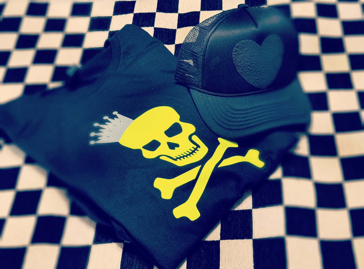Effortlessly Cool | Black Trucker Hat with Puffy Heart Graphic