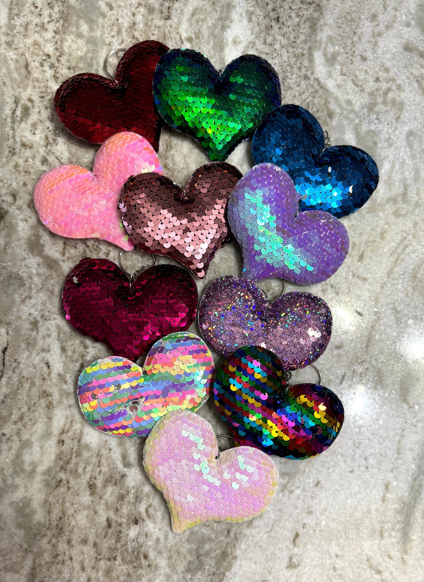 Sequin Heart Keychain