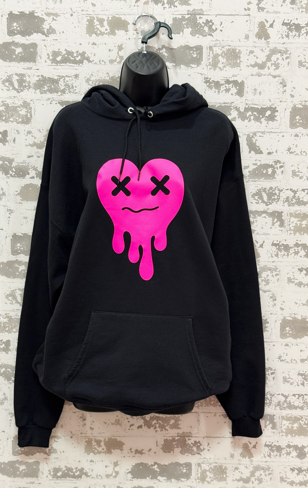 Tired Heart Hoodie – Cozy Pullover in Blue, Gray, or Black with Bold Heart Graphic