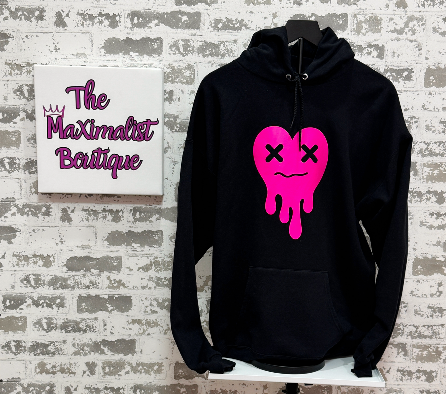 Tired Heart Hoodie – Cozy Pullover in Blue, Gray, or Black with Bold Heart Graphic
