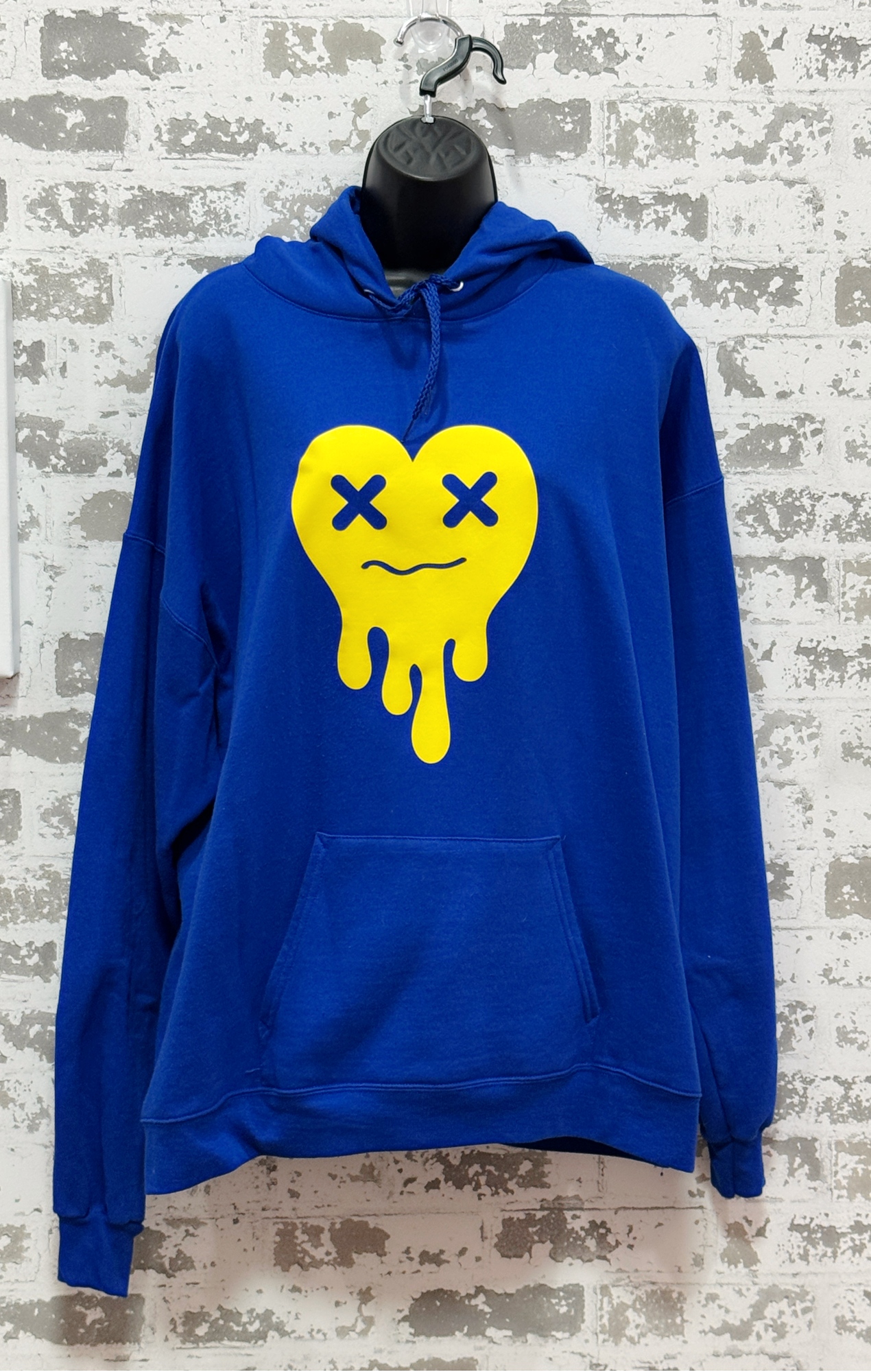 Tired Heart Hoodie – Cozy Pullover in Blue, Gray, or Black with Bold Heart Graphic
