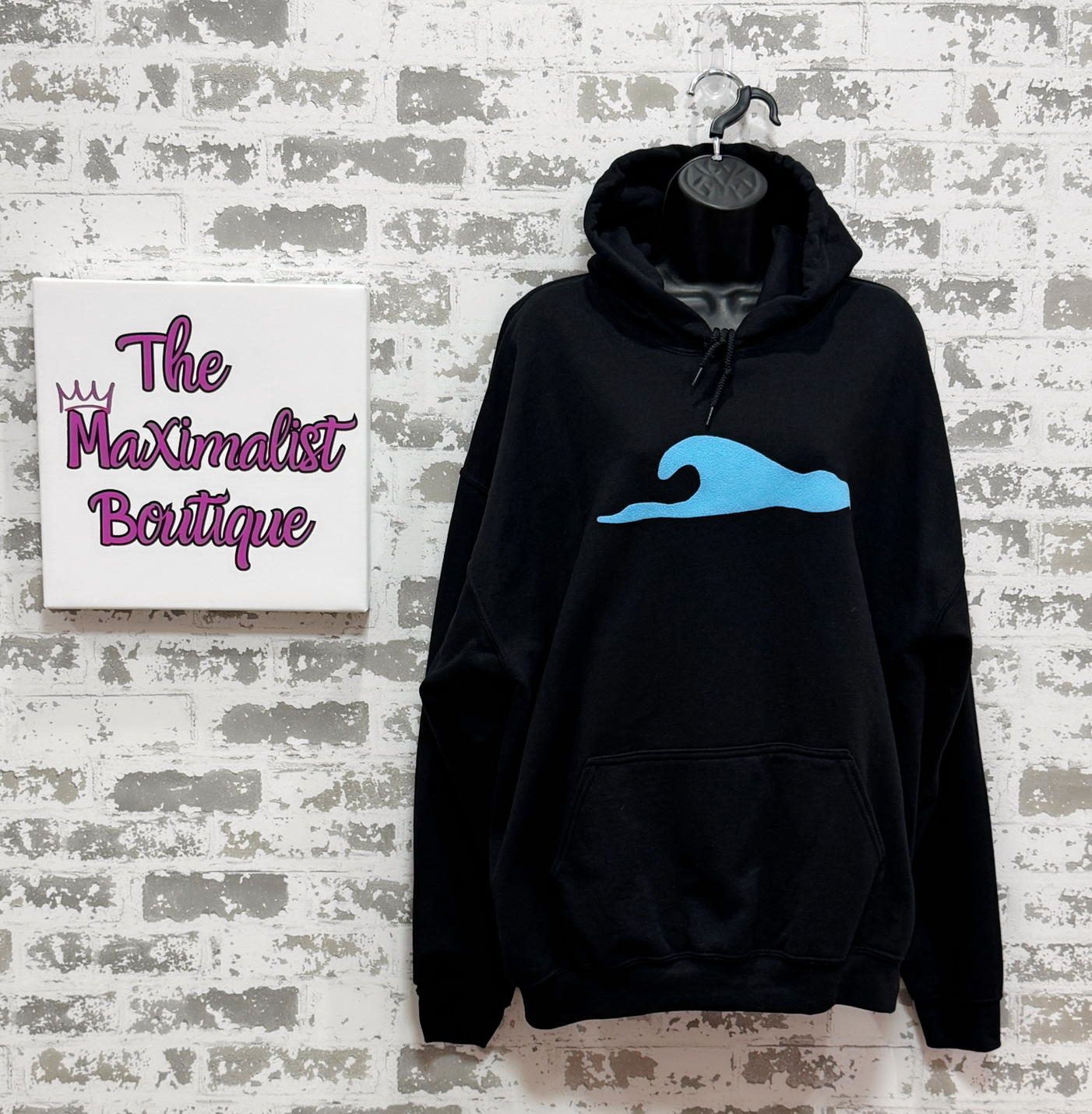 Wave Hoodie – Black Hoodie with Blue Wave Graphic