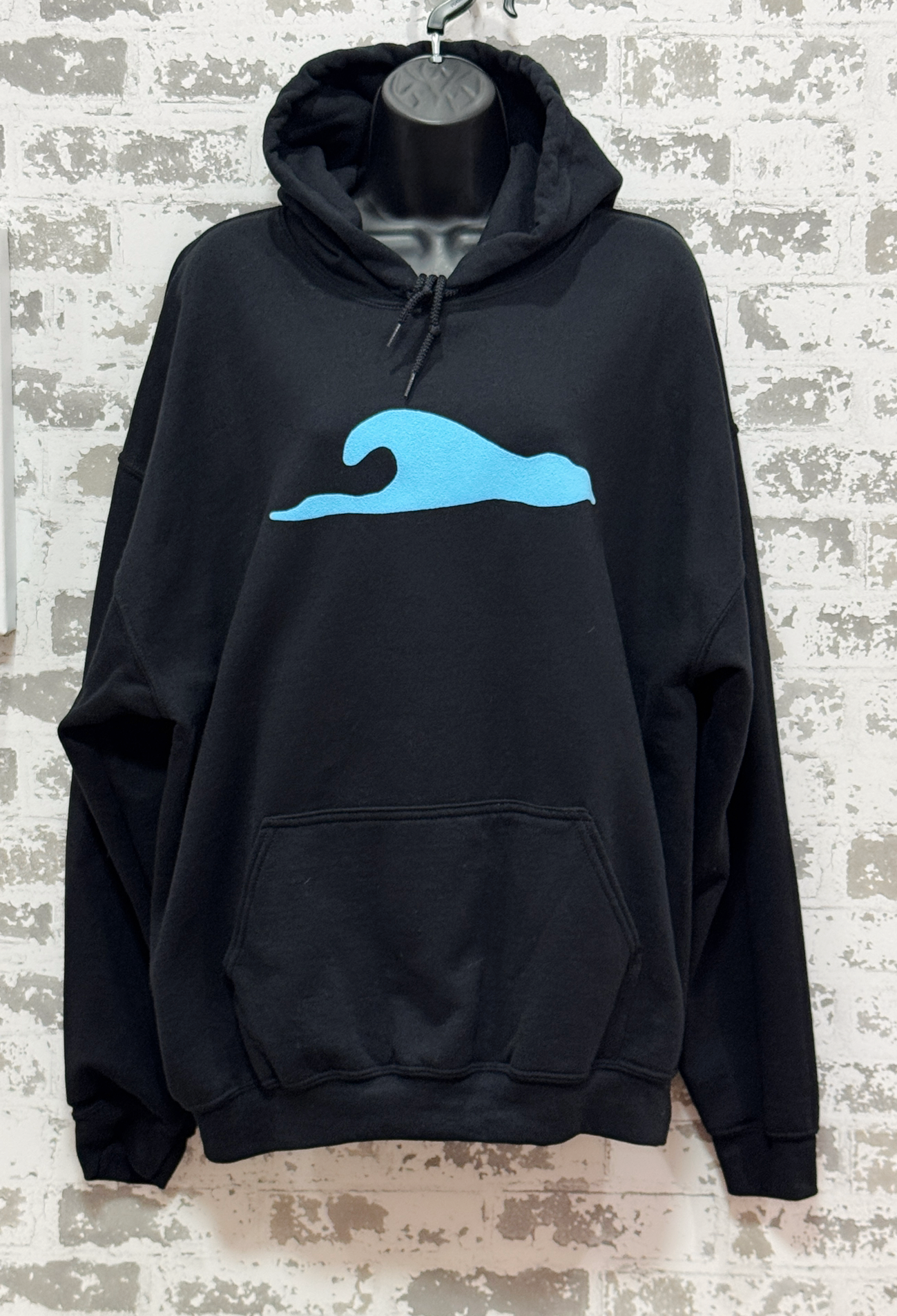 Wave Hoodie – Black Hoodie with Blue Wave Graphic