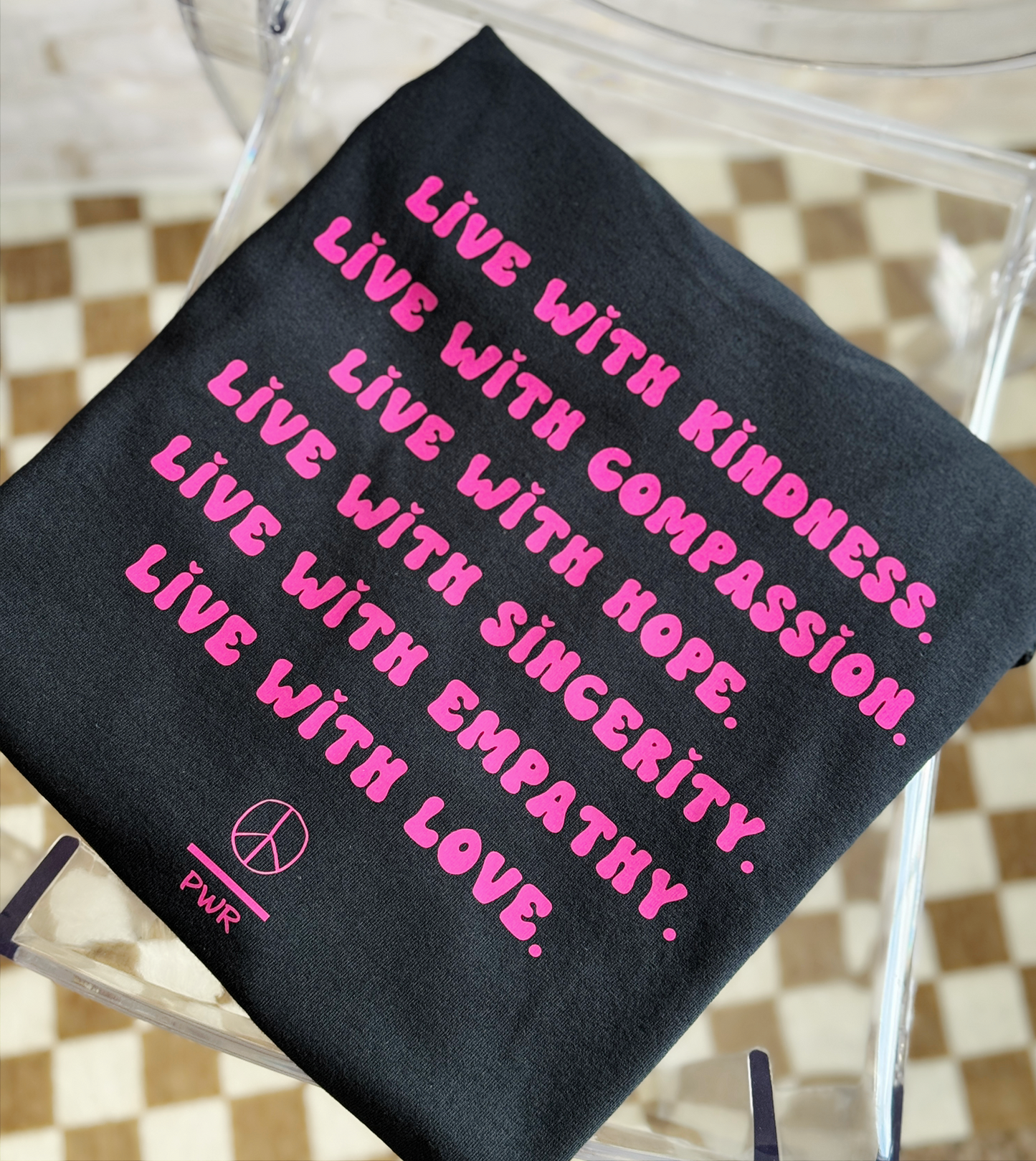 Live With Love Black T-Shirt – Peace Over Power Collection
