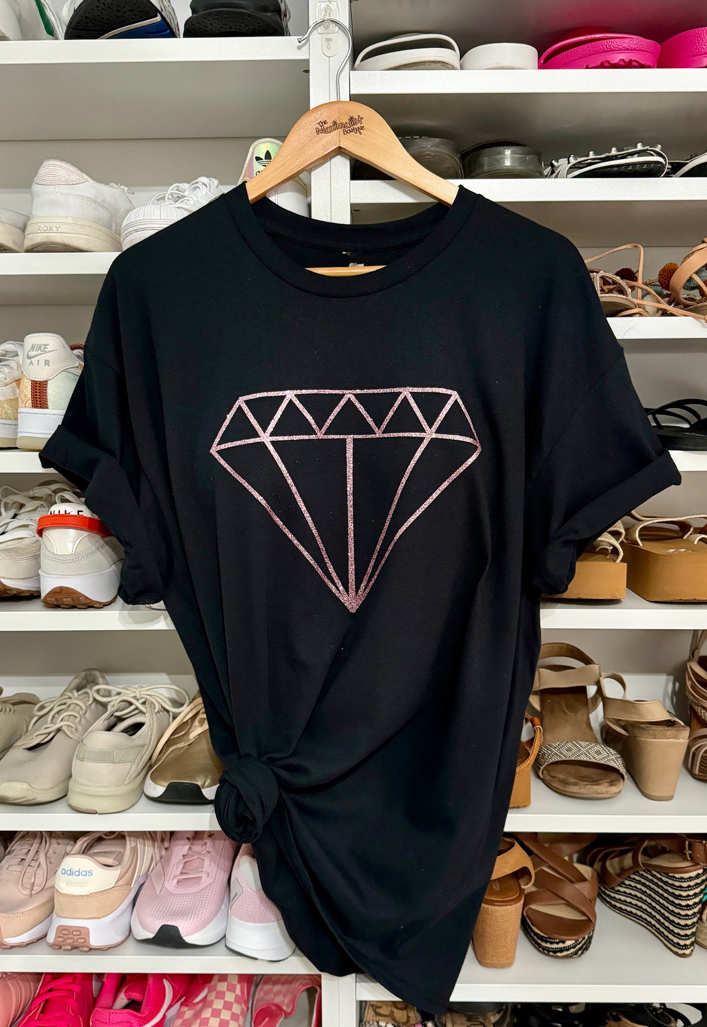 Pink Diamond T-Shirt | Glitter Diamond Graphic for Bold Glamour