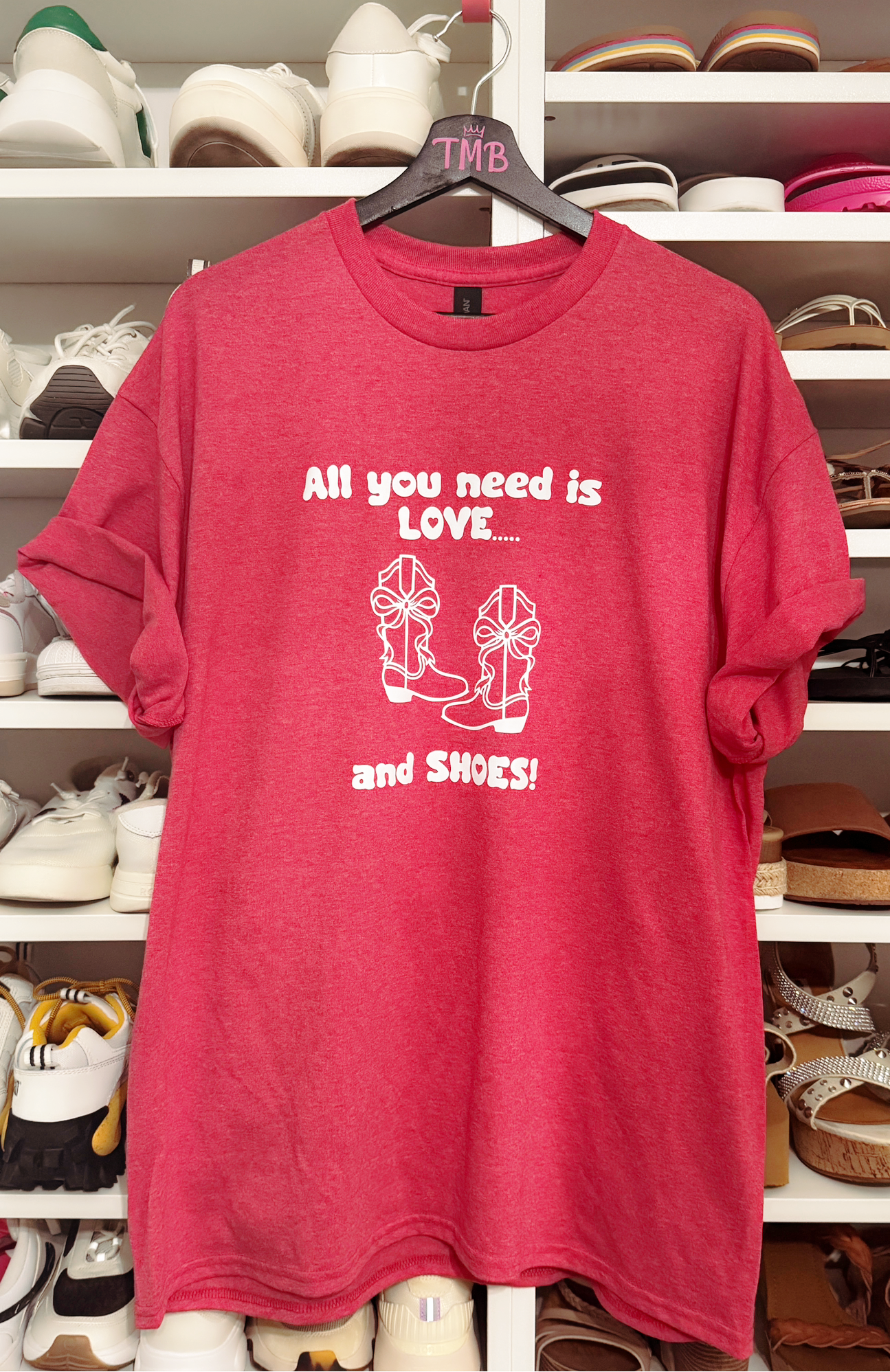 Shoe Goals Tee – Heather Red Graphic T-Shirt | The Maximalist Boutique