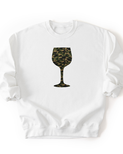 Camo Cocktails Sweatshirt – White Pullover with Camouflage Cocktail Graphic