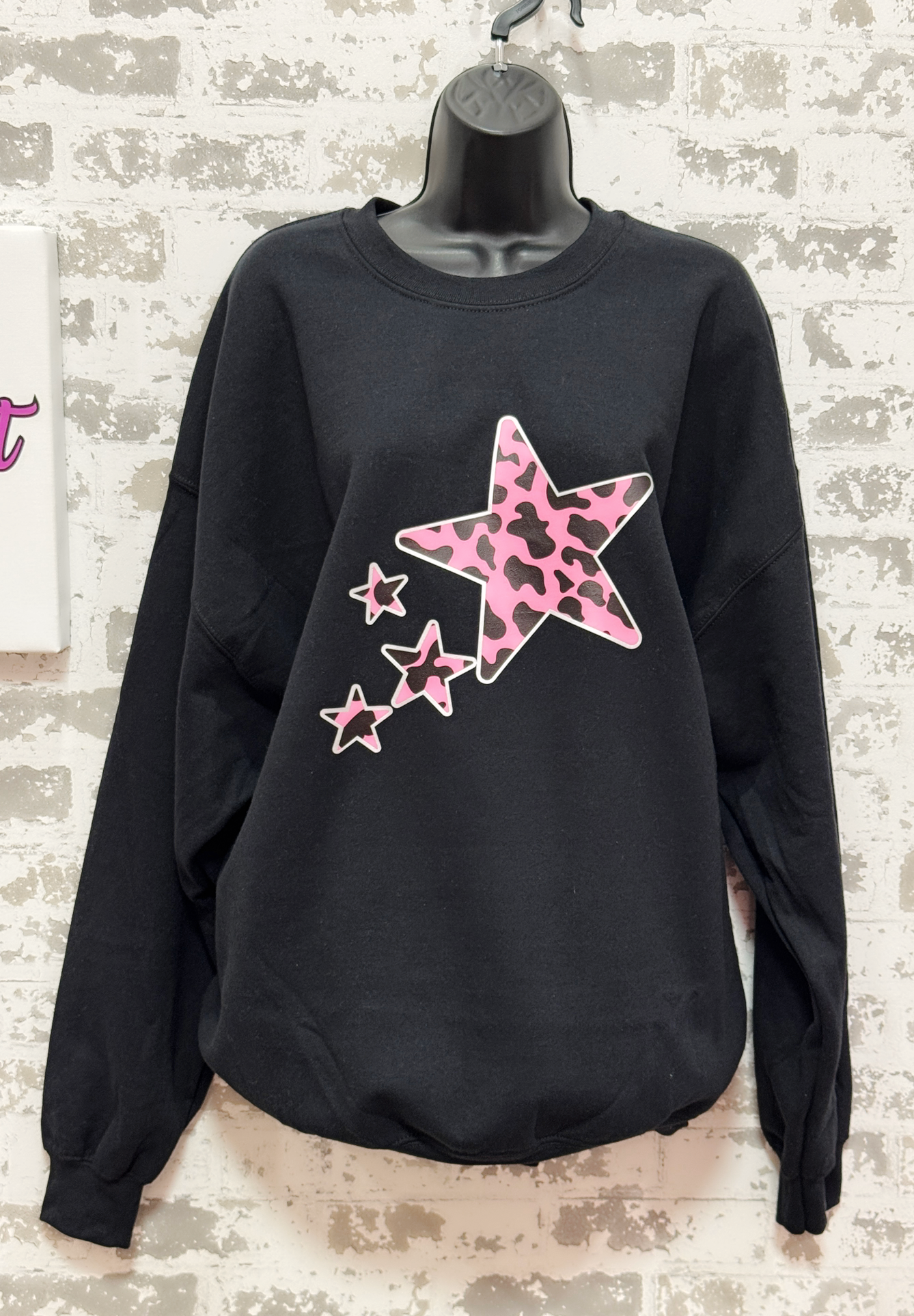 Stellar Sweatshirt – Black Sweatshirt with Bold Stars & Silver Trim
