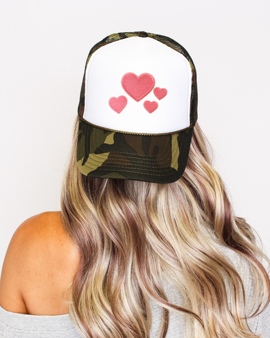 Camo Heart Cluster Trucker Hat