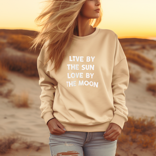 Celestial Comfort | Sand Sweatshirt with Sun & Moon Graphic