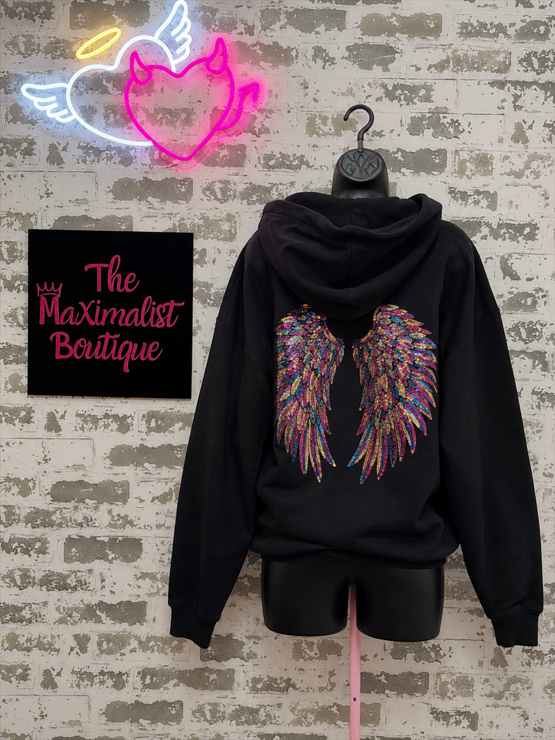 hoodie with sequin angel wings