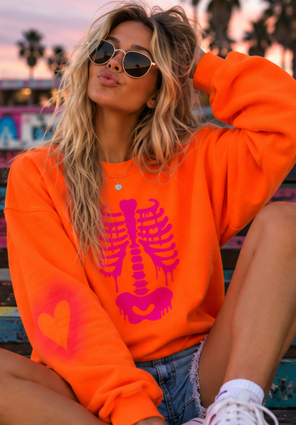 Sweetheart Skeleton Hand-Painted Sweatshirt