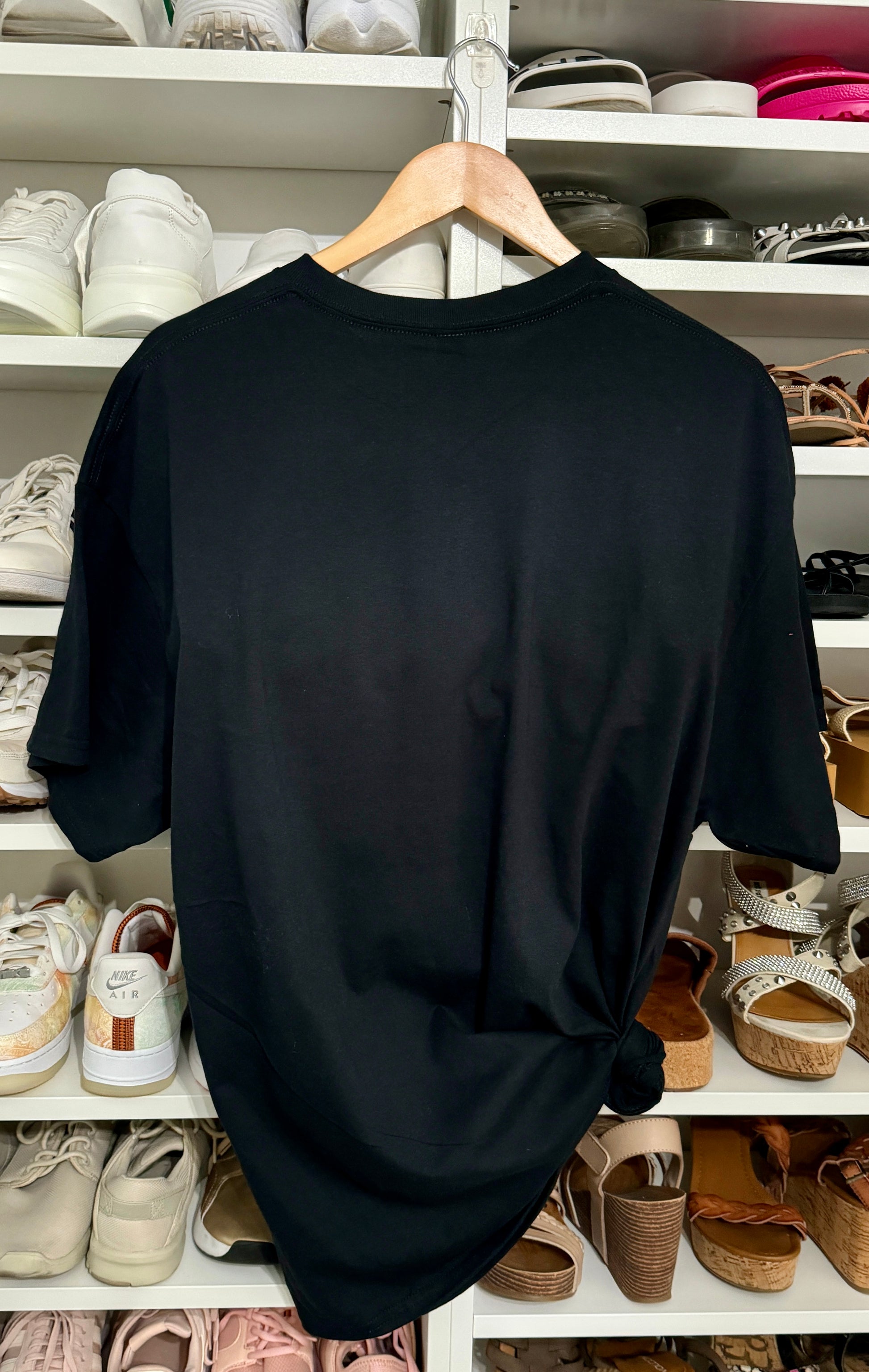 Cheers in Style | Black T-Shirt with "Put It on My Husband's Tab" Graphic