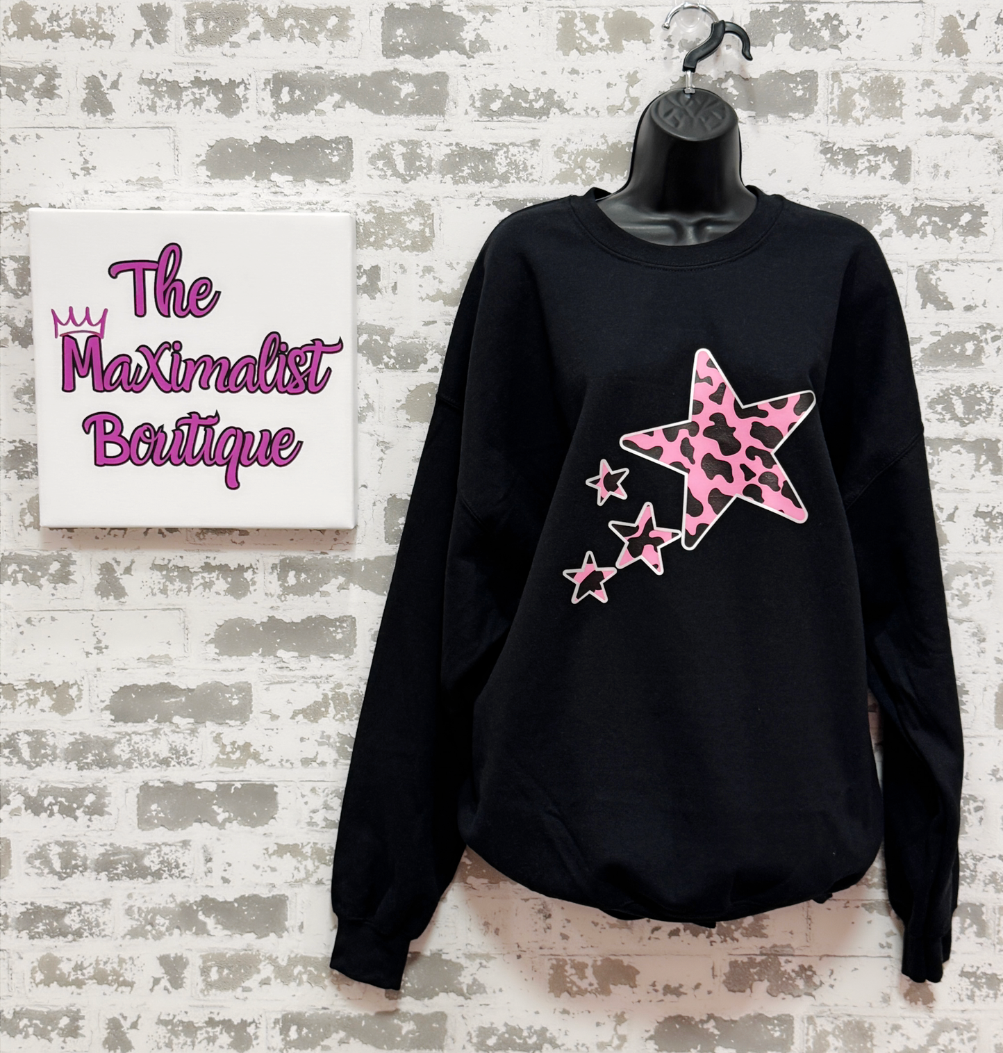 Stellar Sweatshirt – Black Sweatshirt with Bold Stars & Silver Trim
