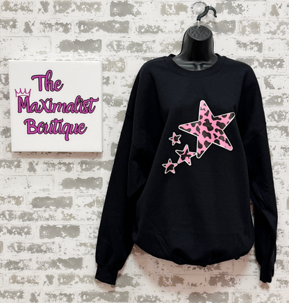 Stellar Sweatshirt – Black Sweatshirt with Bold Stars & Silver Trim
