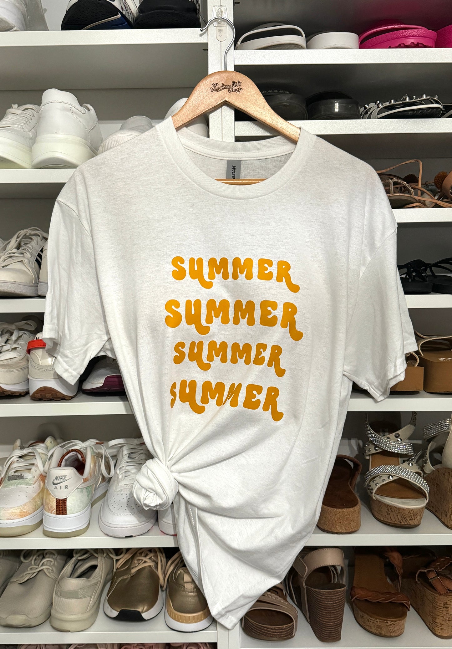 Endless Summer | White T-Shirt with Fun Repeated Summer Graphic
