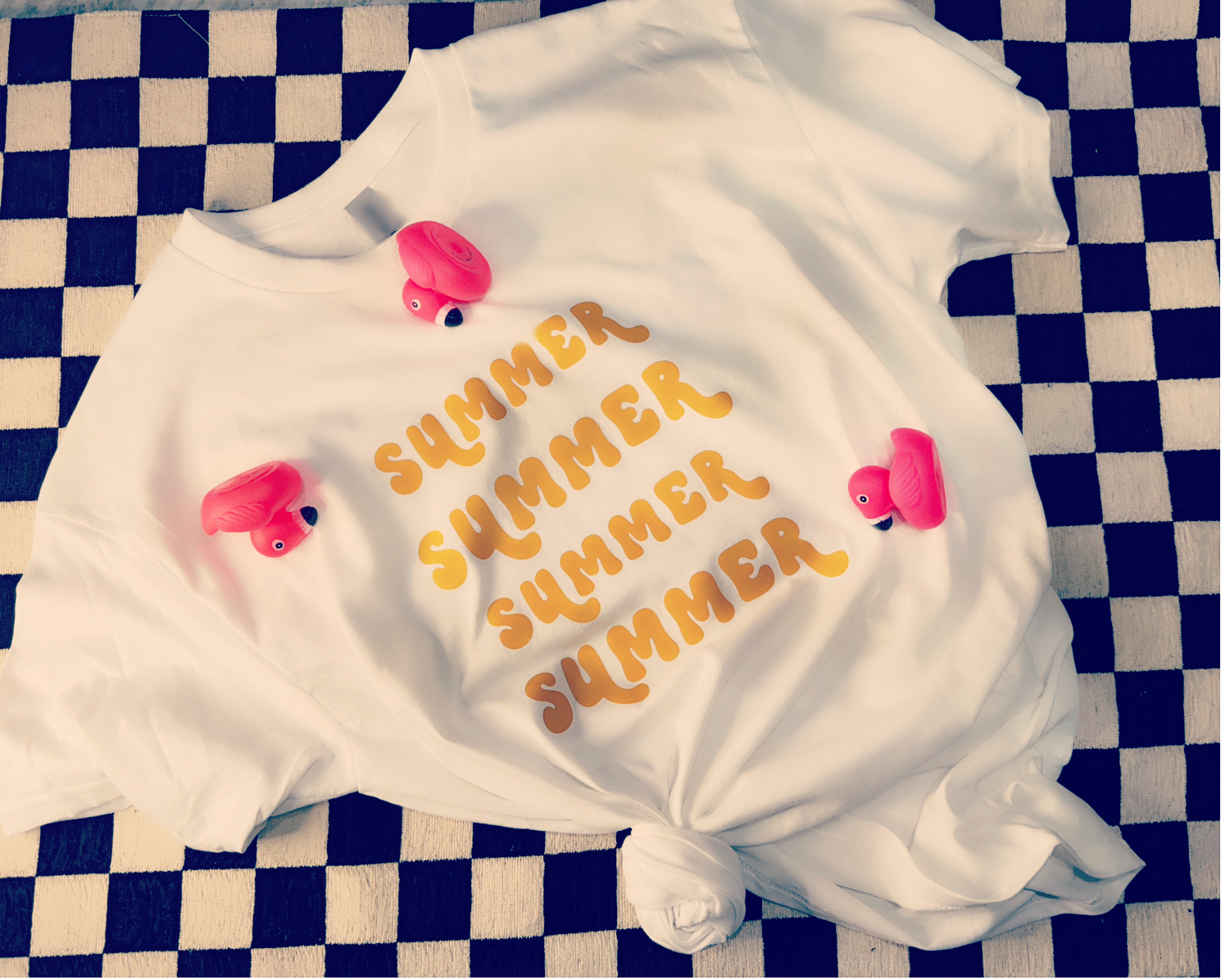 Endless Summer | White T-Shirt with Fun Repeated Summer Graphic