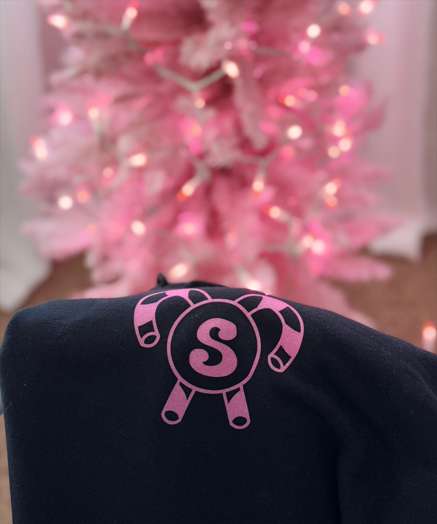 Festive & Cozy | Candy Cane Hoodie in White or Black with Glitter Designs