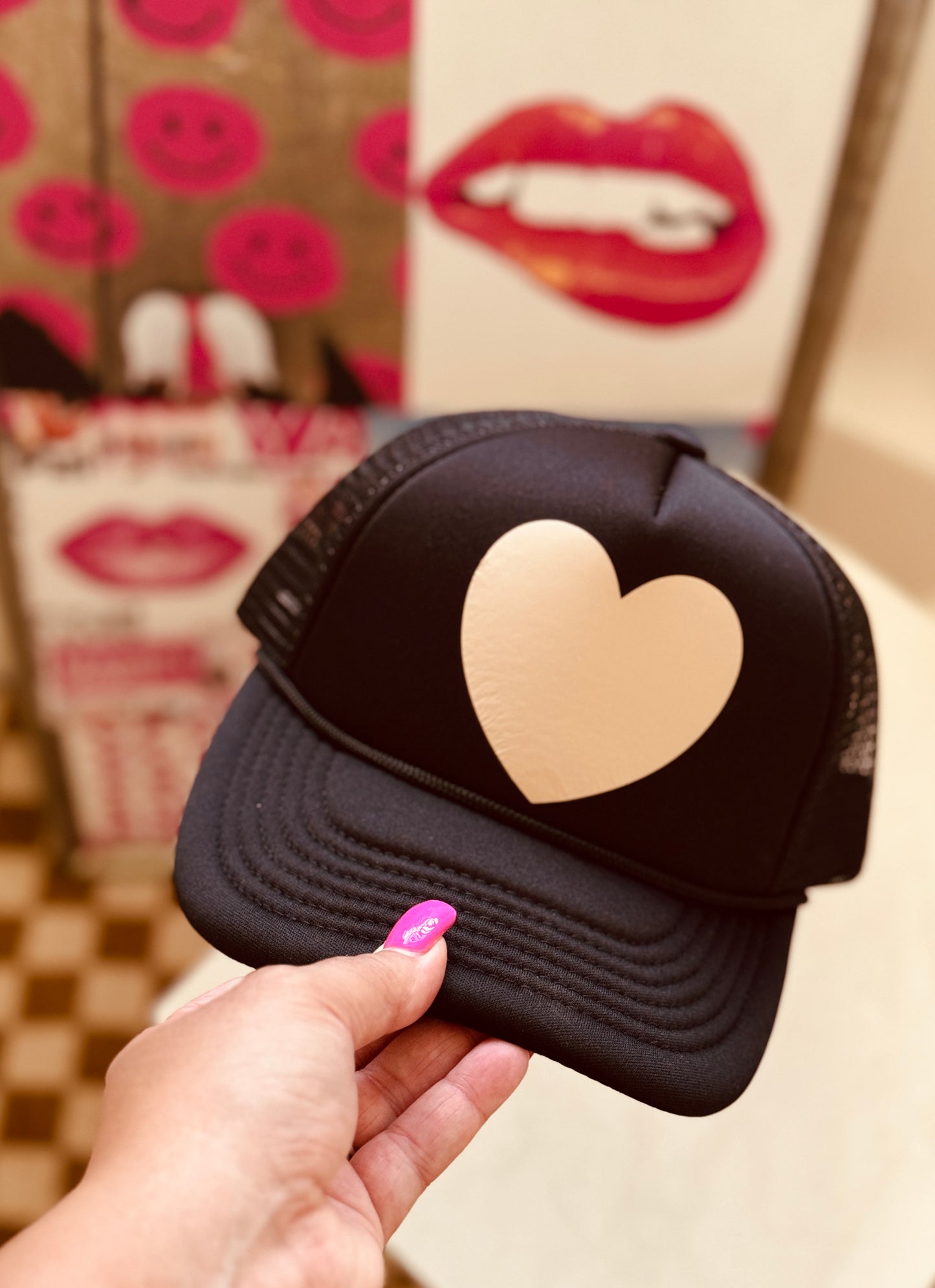 Tan Heart Hat