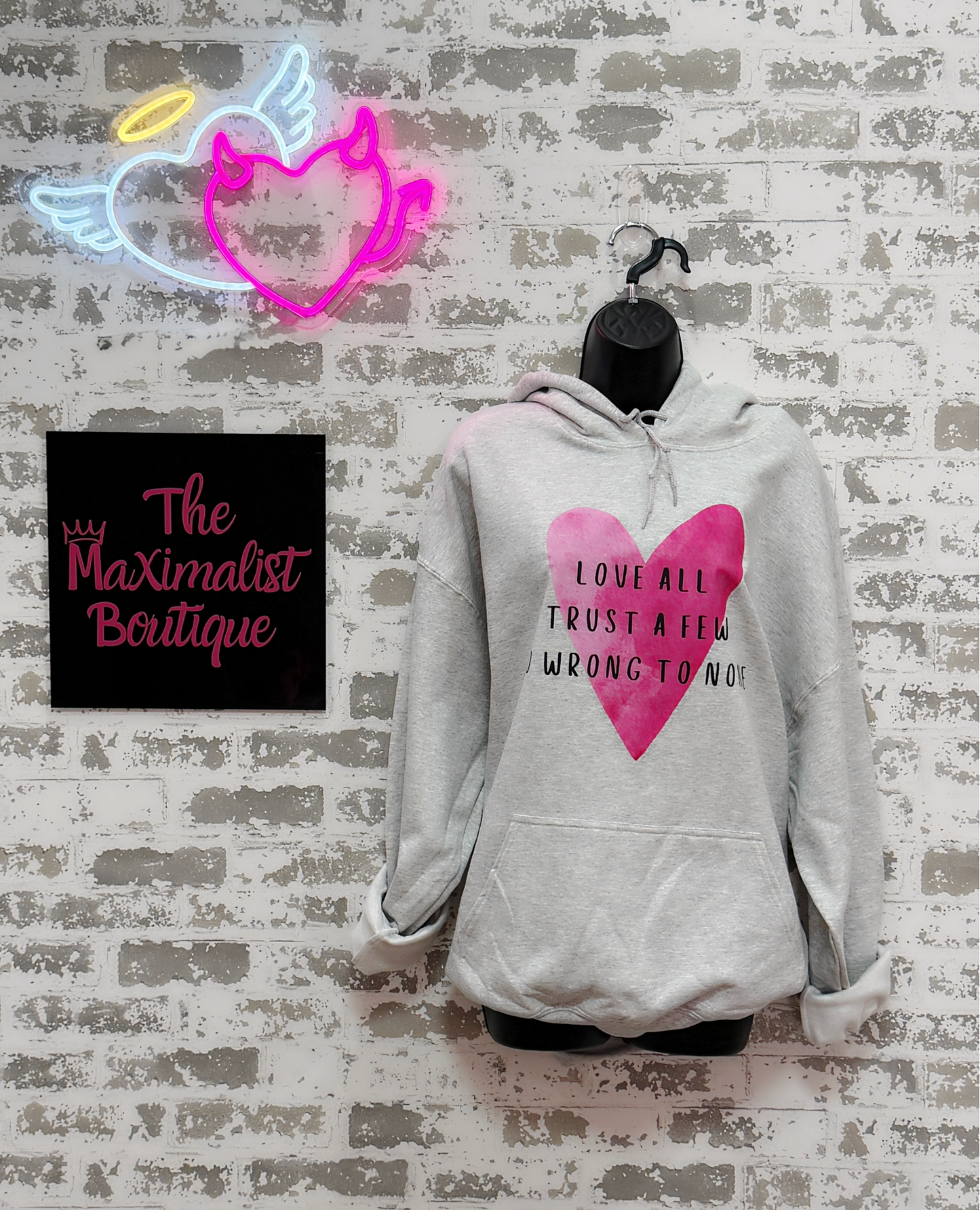 Love All Trust Few Gray Heart Hoodie