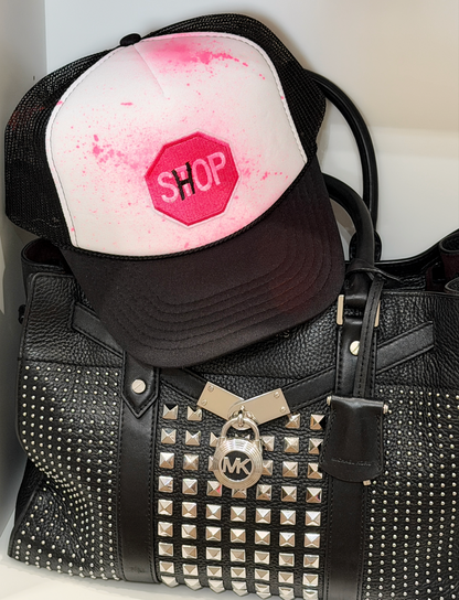 Just One More Stop Trucker Hat - Handpainted Shop Neon PInk