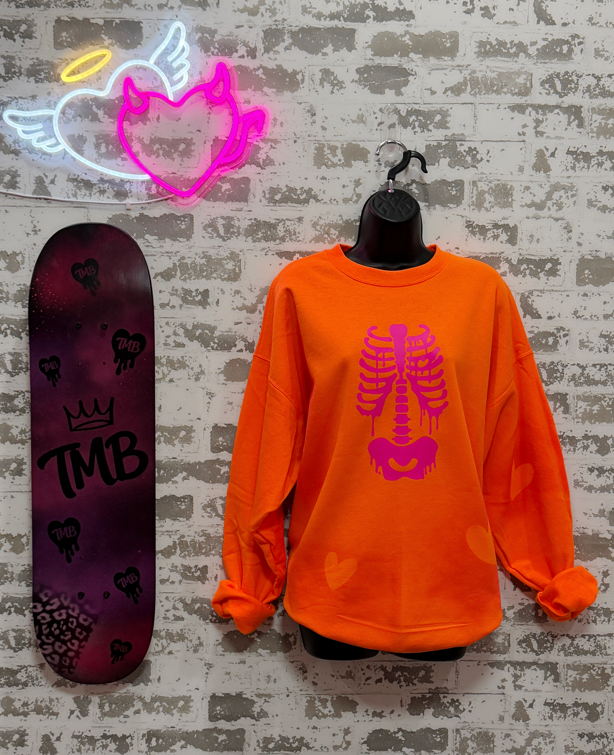 Sweetheart Skeleton Hand-Painted Sweatshirt