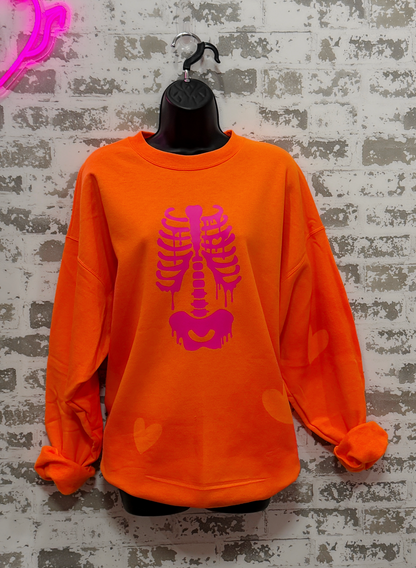 Sweetheart Skeleton Hand-Painted Sweatshirt