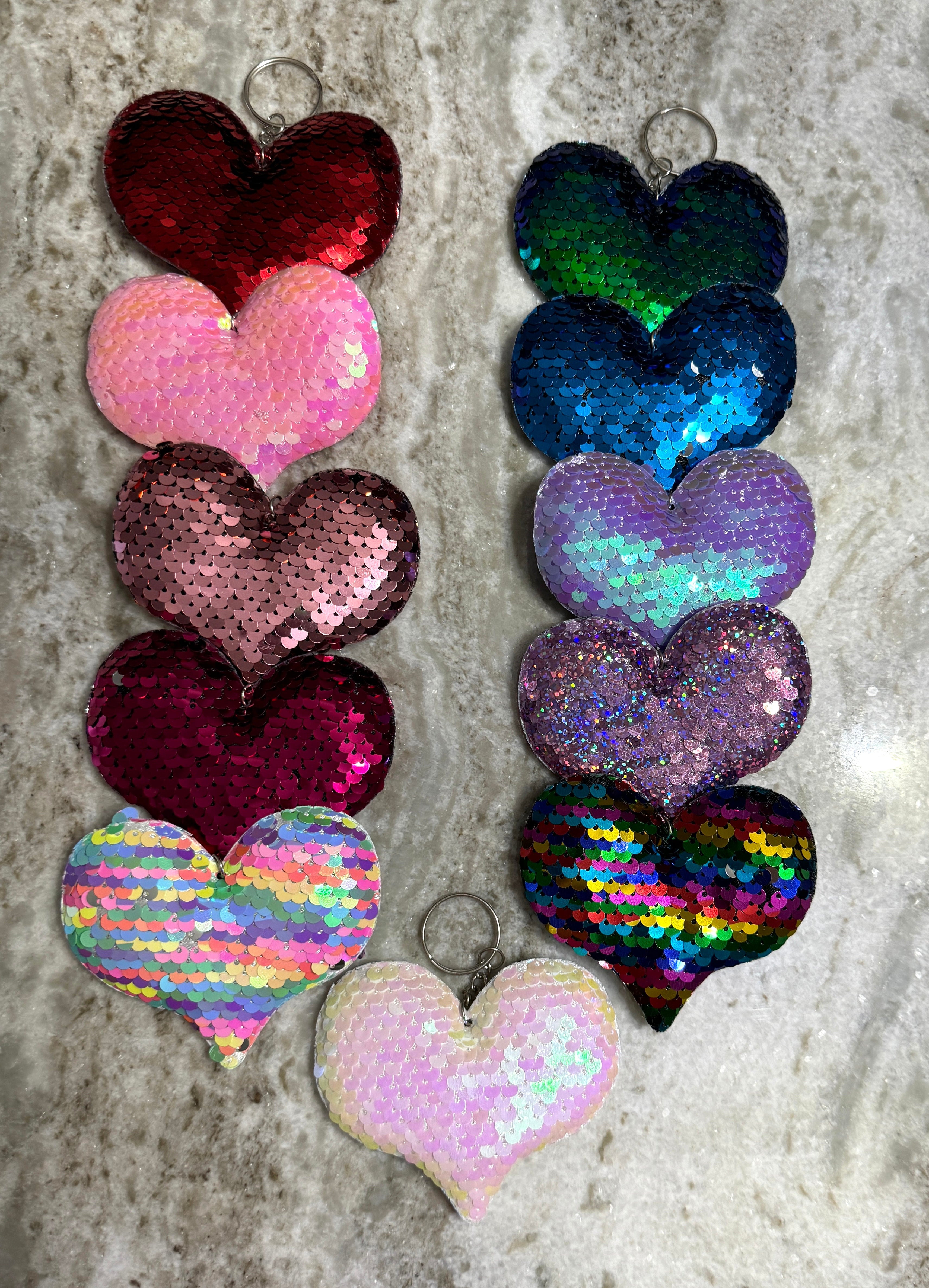 Sequin heart keychain on sale