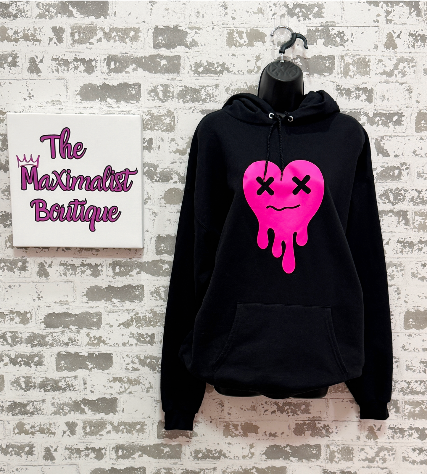 Tired Heart Hoodie – Cozy Pullover in Blue, Gray, or Black with Bold Heart Graphic
