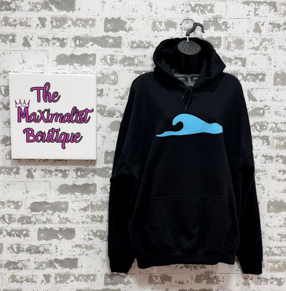Wave Hoodie – Black Hoodie with Blue Wave Graphic