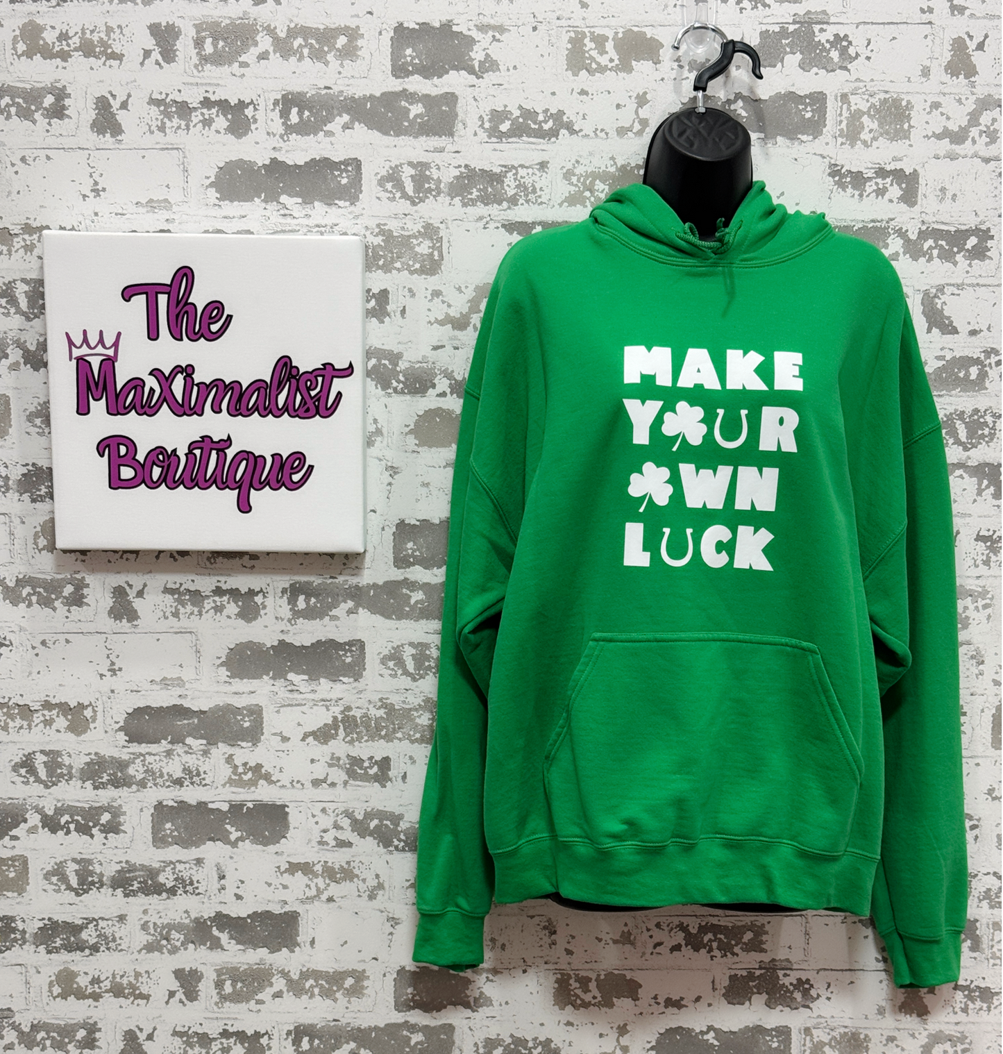 Lucky Vibes Hoodie – Green Hoodie with “Make Your Own Luck” Graphic