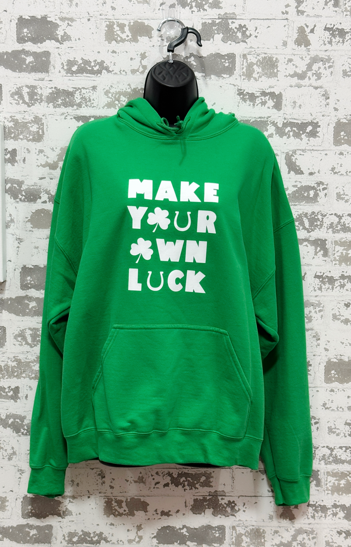Lucky Vibes Hoodie – Green Hoodie with “Make Your Own Luck” Graphic