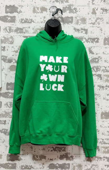 Lucky Vibes Hoodie – Green Hoodie with “Make Your Own Luck” Graphic