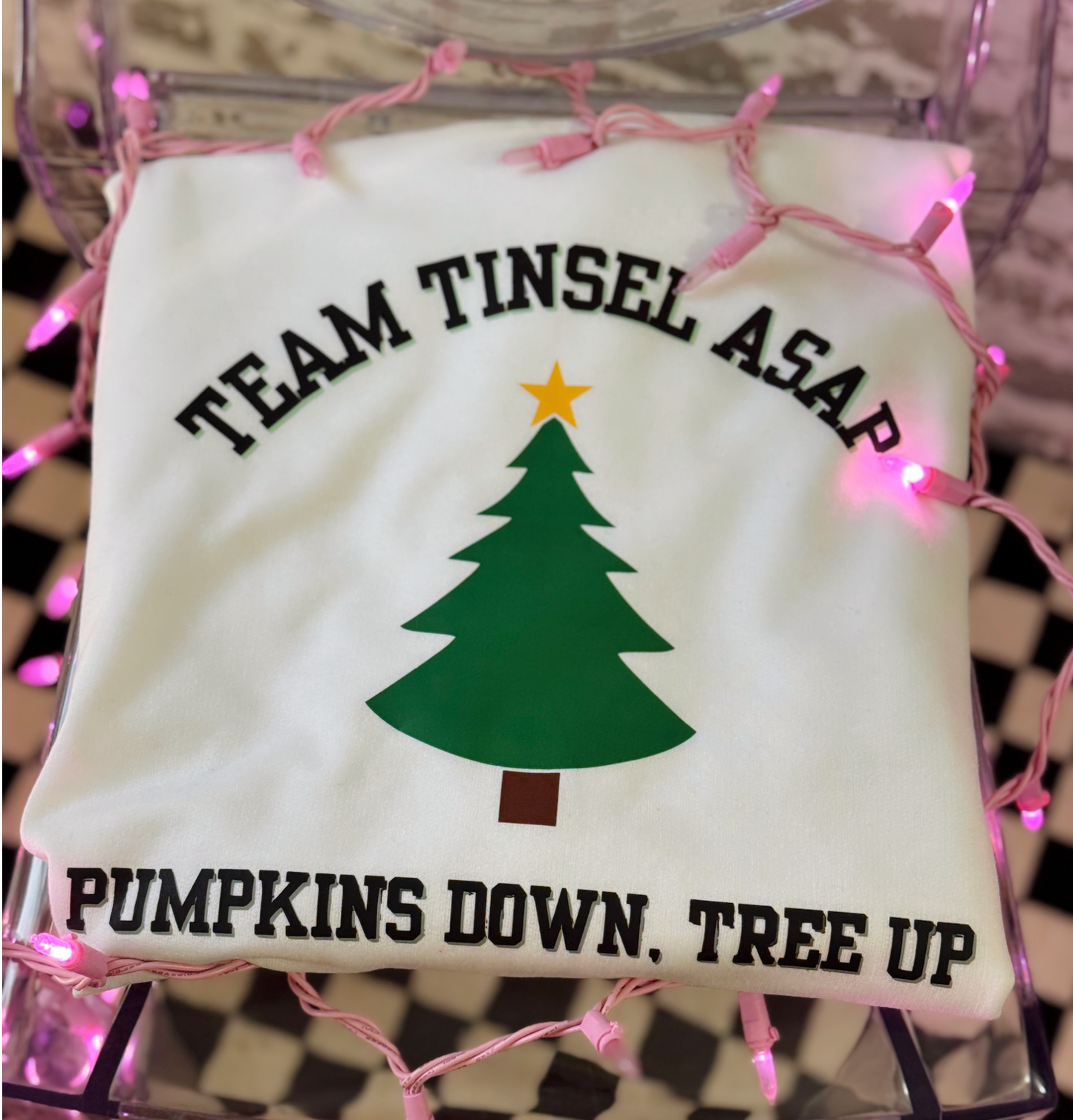 Holiday Personality Sweatshirts – Limited-Edition White Pullovers for Team Turkey & Team Tinsel