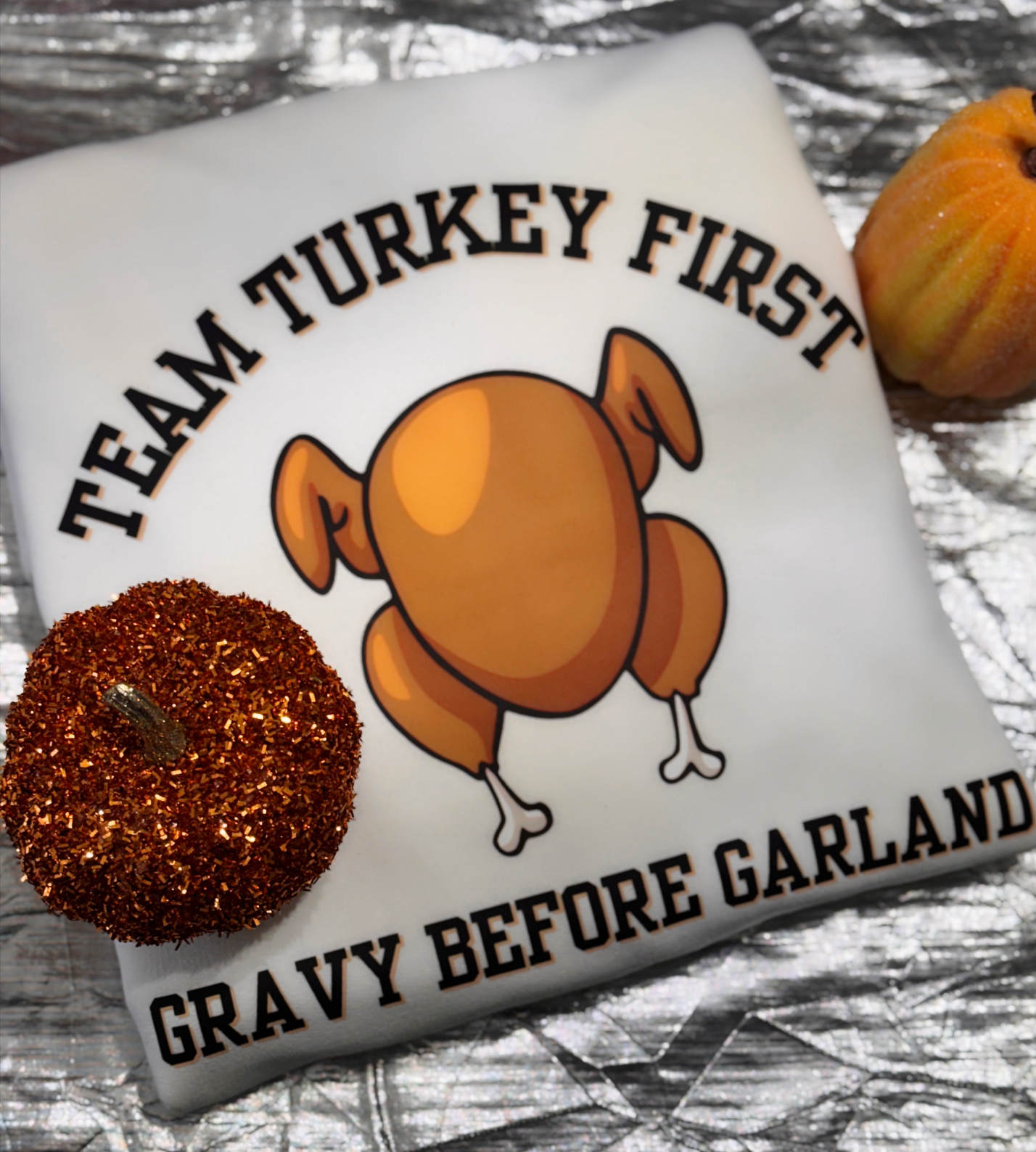 Holiday Personality Sweatshirts – Limited-Edition White Pullovers for Team Turkey & Team Tinsel