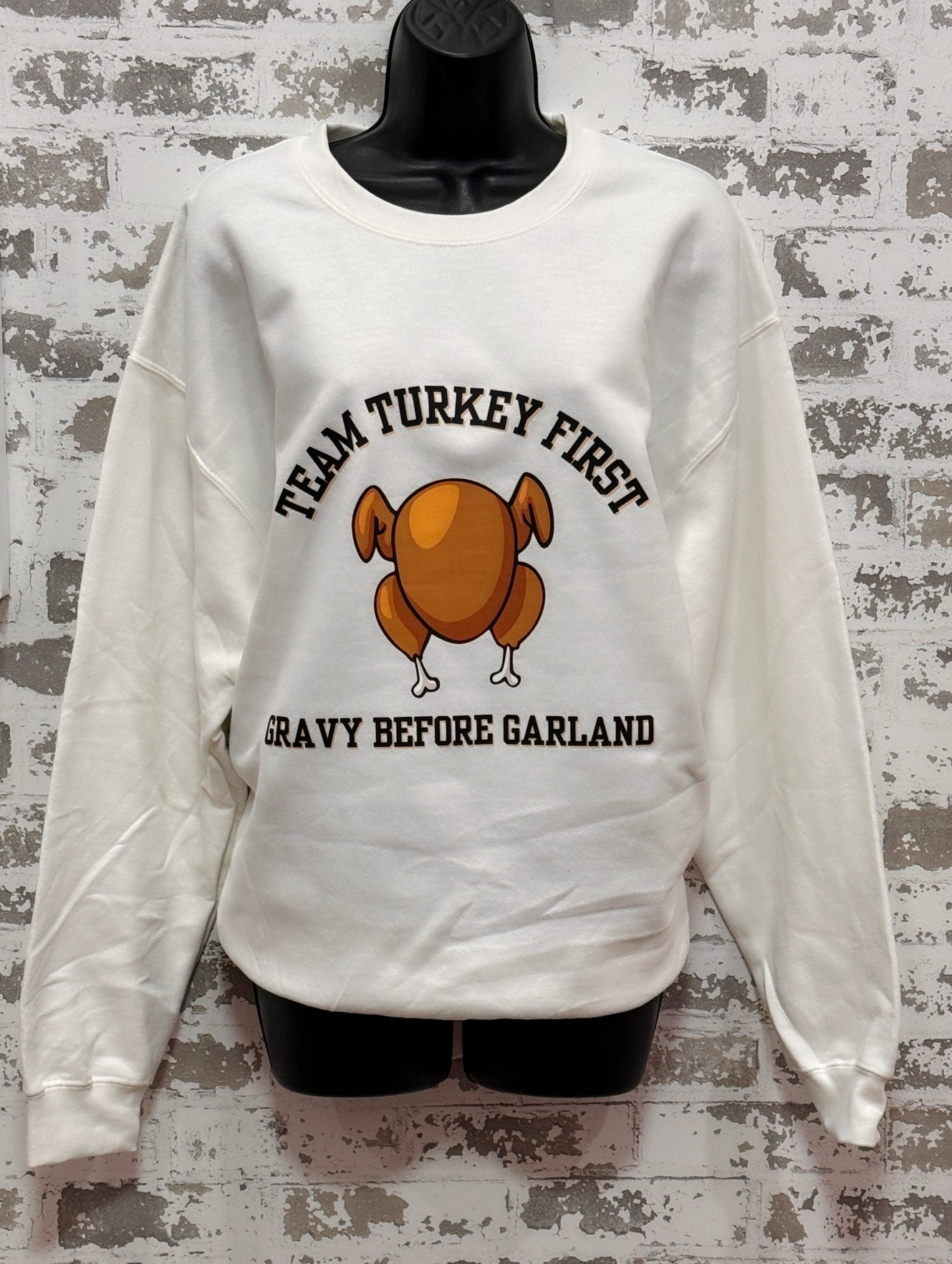 Holiday Personality Sweatshirts – Limited-Edition White Pullovers for Team Turkey & Team Tinsel