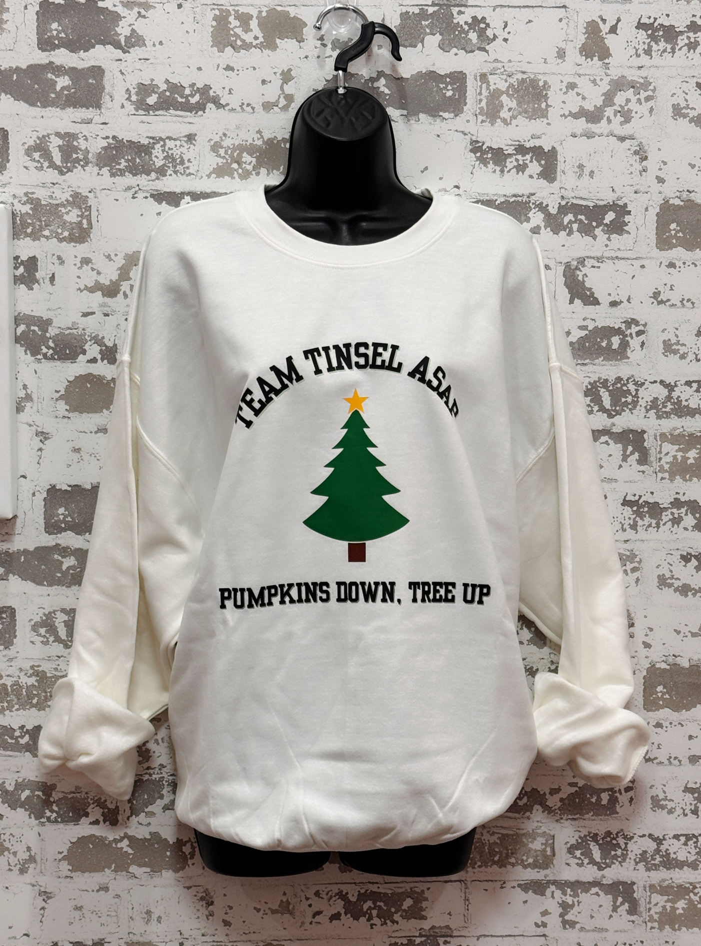 Holiday Personality Sweatshirts – Limited-Edition White Pullovers for Team Turkey & Team Tinsel