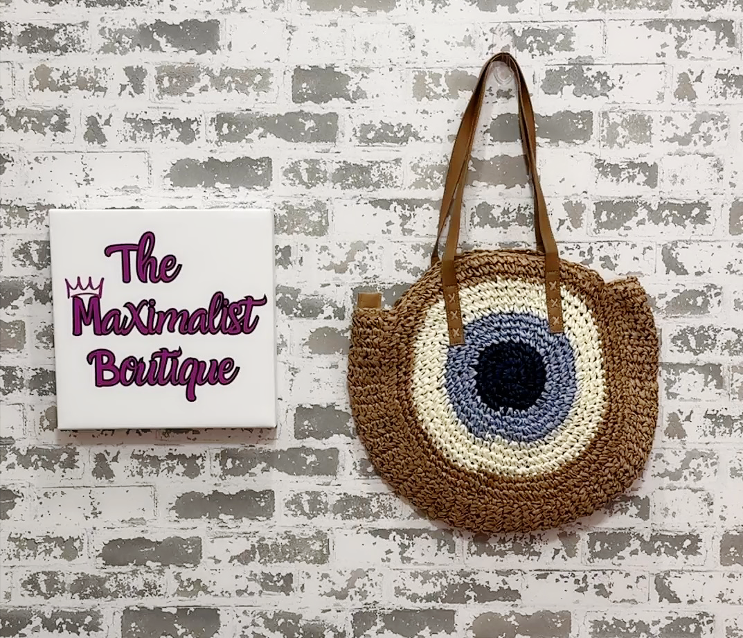 Evil Eye Straw Tote – Chic Protective Tote Bag for Everyday