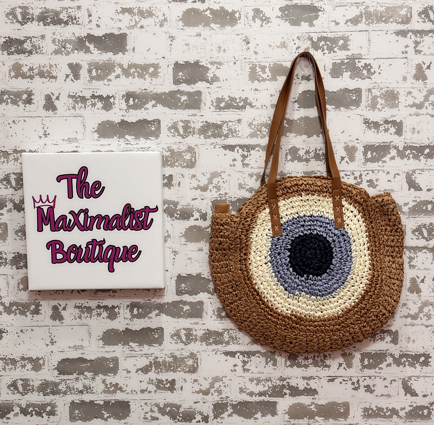 Evil Eye Straw Tote – Chic Protective Tote Bag for Everyday