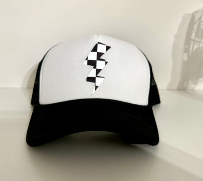 Checkered Lightning Bolt Trucker Hat
