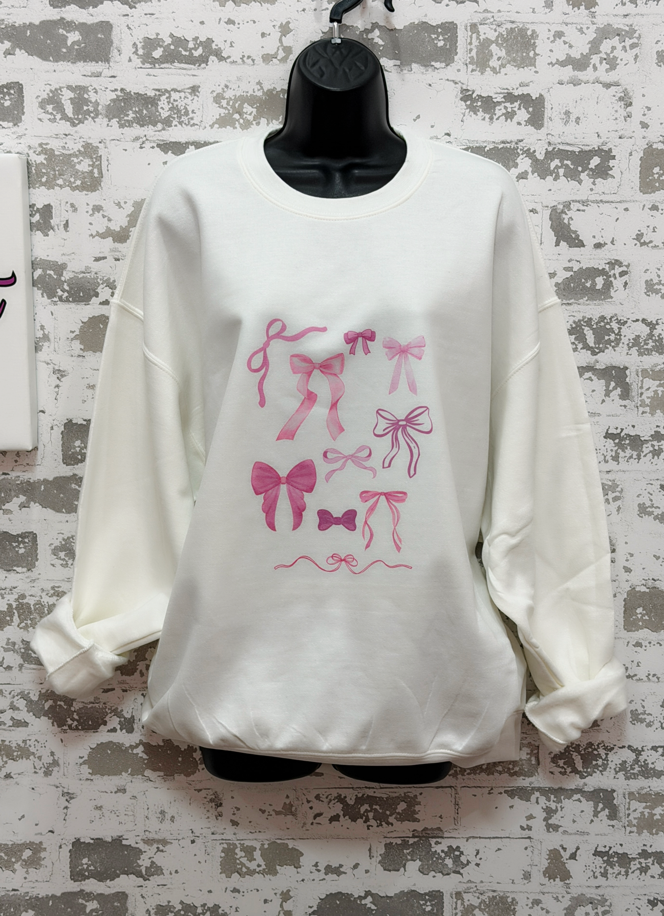 Pink Bow Sweatshirt | Feminine Graphic Crewneck