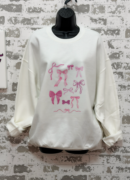 Pink Bow Sweatshirt | Feminine Graphic Crewneck