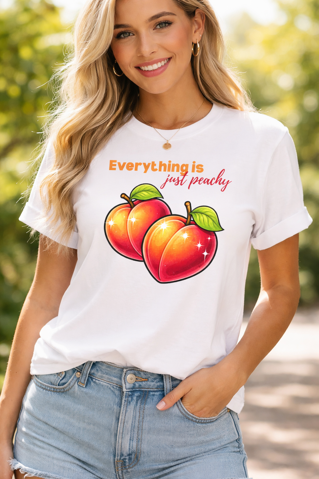 Everything Is Just Peachy Graphic Tee – Pop Art Peach Shirt for Women