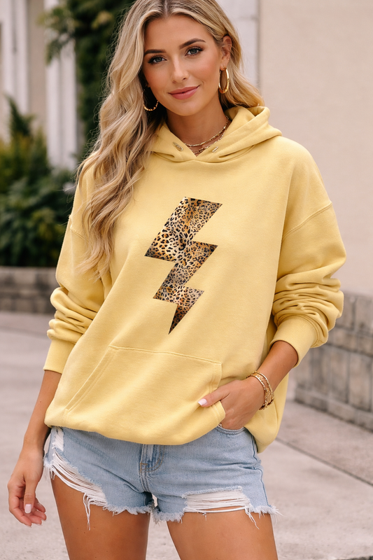 Electric Wild Hoodie – Buttercup Leopard Lightning Sweatshirt