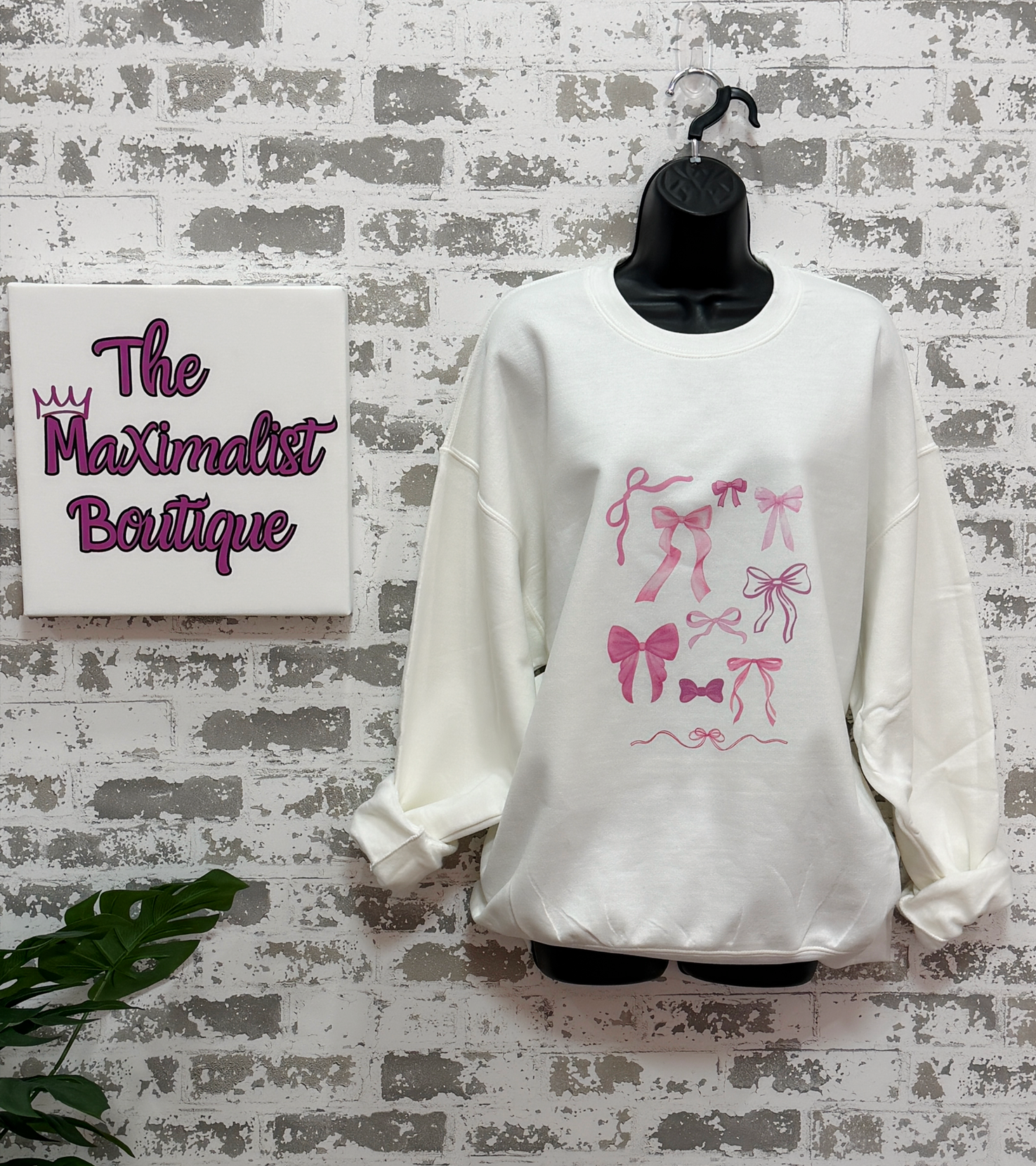 Pink Bow Sweatshirt | Feminine Graphic Crewneck