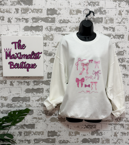 Pink Bow Sweatshirt | Feminine Graphic Crewneck