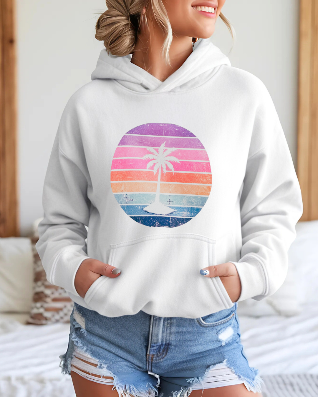 Retro Palm Tree Hoodie | Sunset Graphic Hoodie