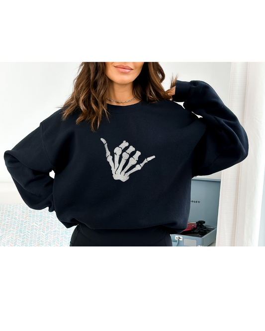 Shaka Skeleton Halloween Sweatshirt – Haunt Couture | The Maximalist Boutique